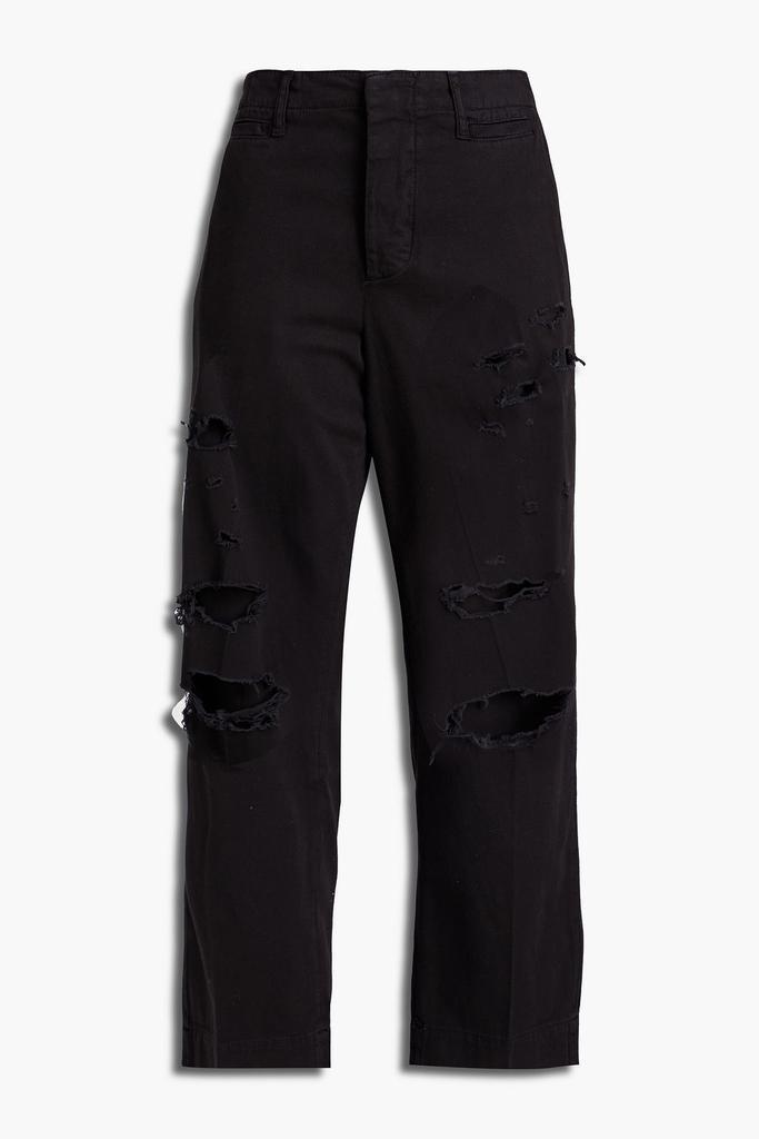 商品FRAME|Le Tomboy cropped distressed cotton-twill straight-leg pants,价格¥941,第5张图片详细描述