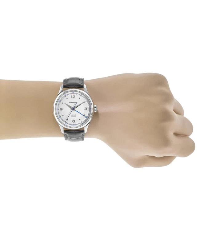 商品MontBlanc|Montblanc Heritage GMT Automatic Silver Dial Leather Strap Men&apos;s Watch 119948,价格¥9639,第4张图片详细描述