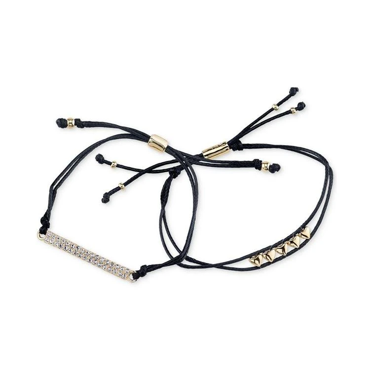 商品Unwritten|Two-Tone 2-Pc. Set Black Cord Slider Bracelets,价格¥67,第1张图片