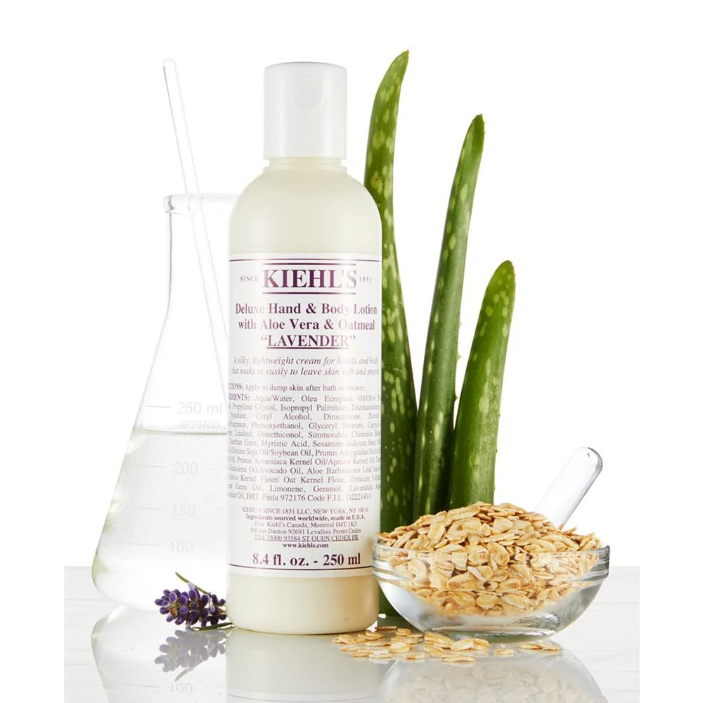 商品Kiehl's|Deluxe Hand & Body Lotion With Aloe Vera & Oatmeal - Lavender, 8.4-oz.,价格¥171,第2张图片详细描述