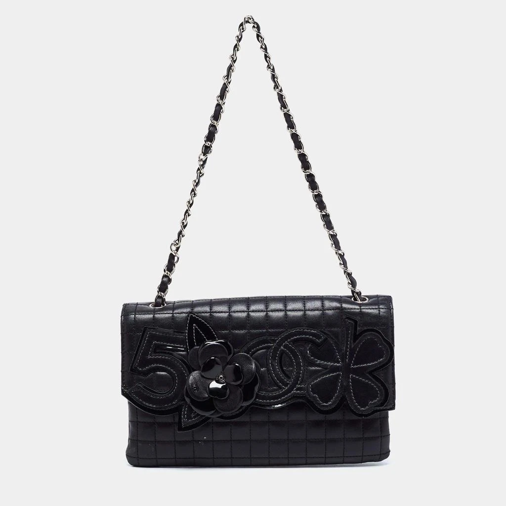 商品[二手商品] Chanel|Chanel Black Leather No.5 Camellia Flap Shoulder Bag,价格¥8722,第1张图片