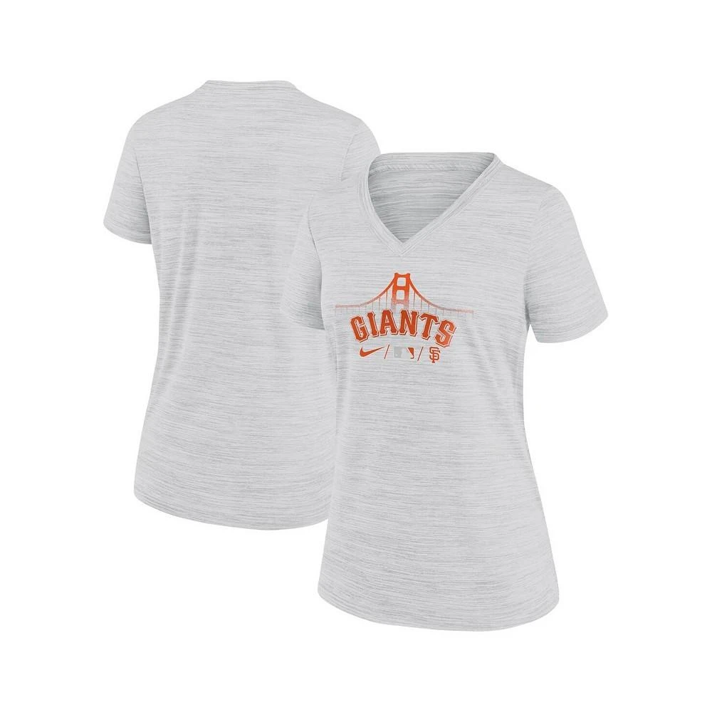 商品NIKE|Women's White San Francisco Giants 2021 MLB City Connect Velocity Space-Dye Performance V-Neck T-shirt,价格¥269,第1张图片