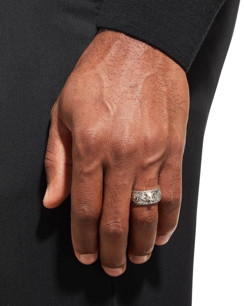 商品Gucci|Men's Gatto Aged Sterling Silver Ring, Size 9-11,价格¥2384,第4张图片详细描述
