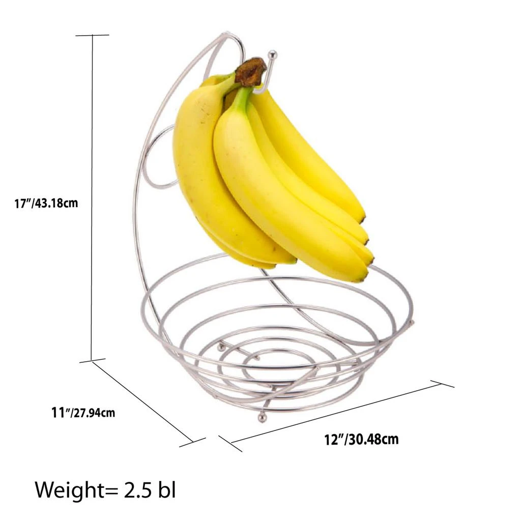 商品Home Basics|Home Basics Satin Nickel Fruit Bowl with Banana Tree,价格¥186,第3张图片详细描述