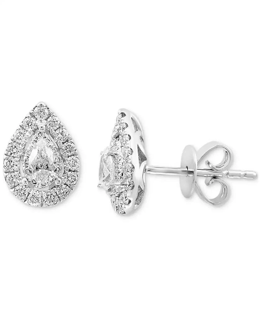 商品Effy|EFFY® Diamond Pear Halo Stud Earrings (1/2 ct. t.w.) in 14k White Gold,价格¥6246,第1张图片