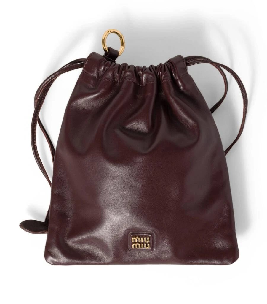 商品Miu Miu|Nappa Leather Drawstring Pouch,价格¥6757,第1张图片