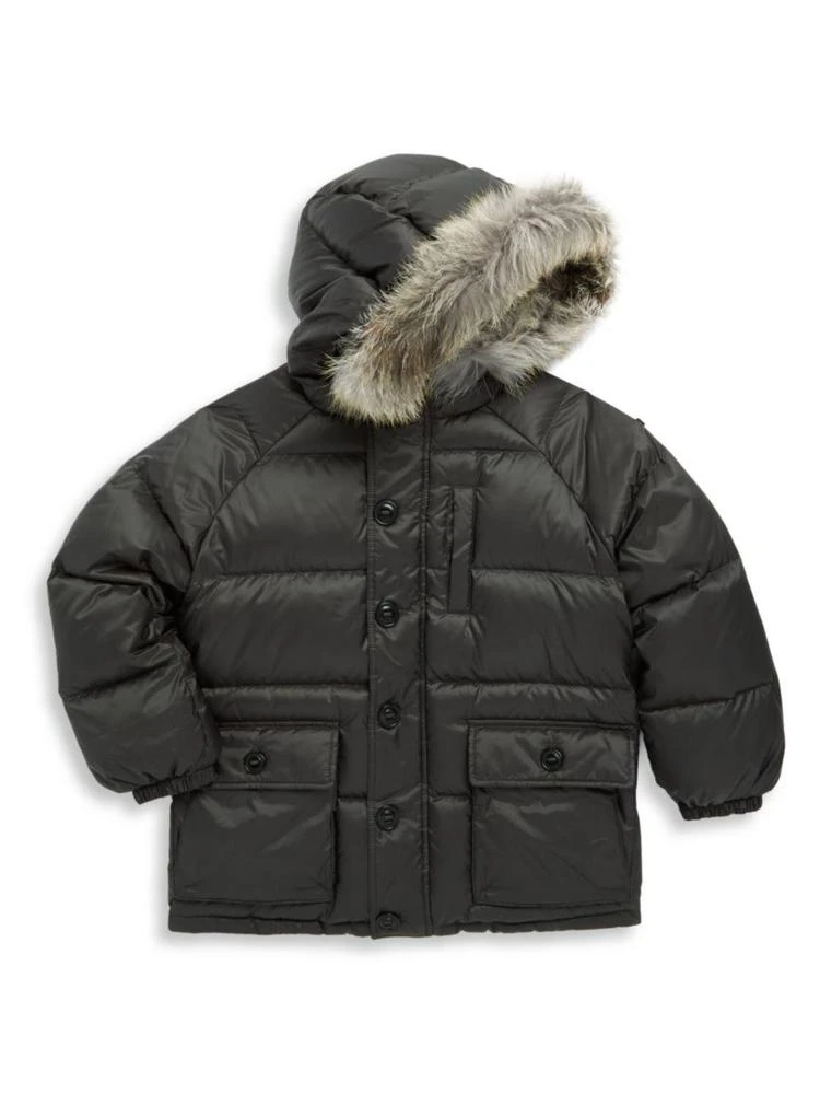商品Burberry|Little Girl's & Girl's Fox Fur-Trimmed Puffer Coat,价格¥2571,第1张图片