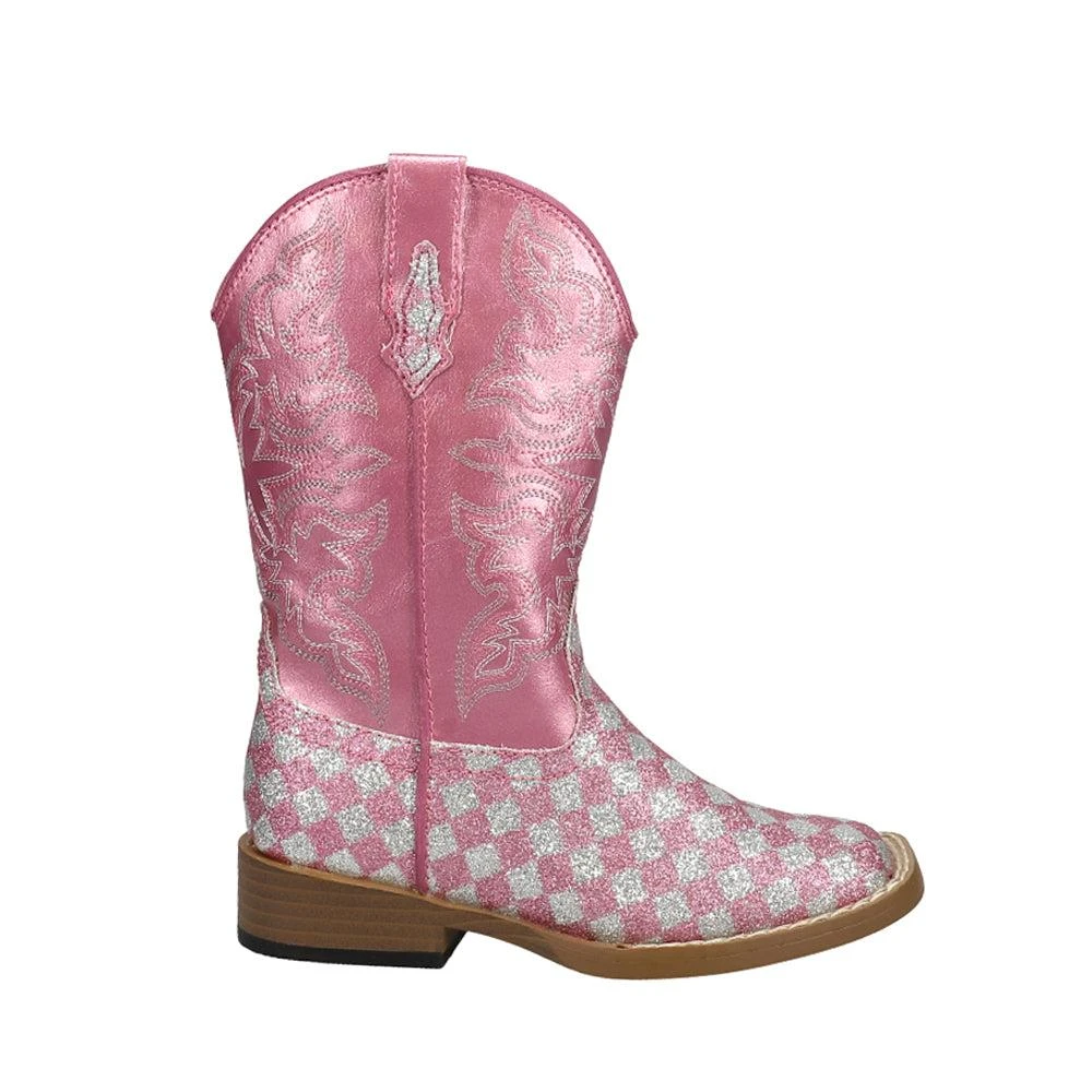 商品Roper|Checkered Square Toe Cowboy Boots (Little Kid-Big Kid),价格¥499,第1张图片