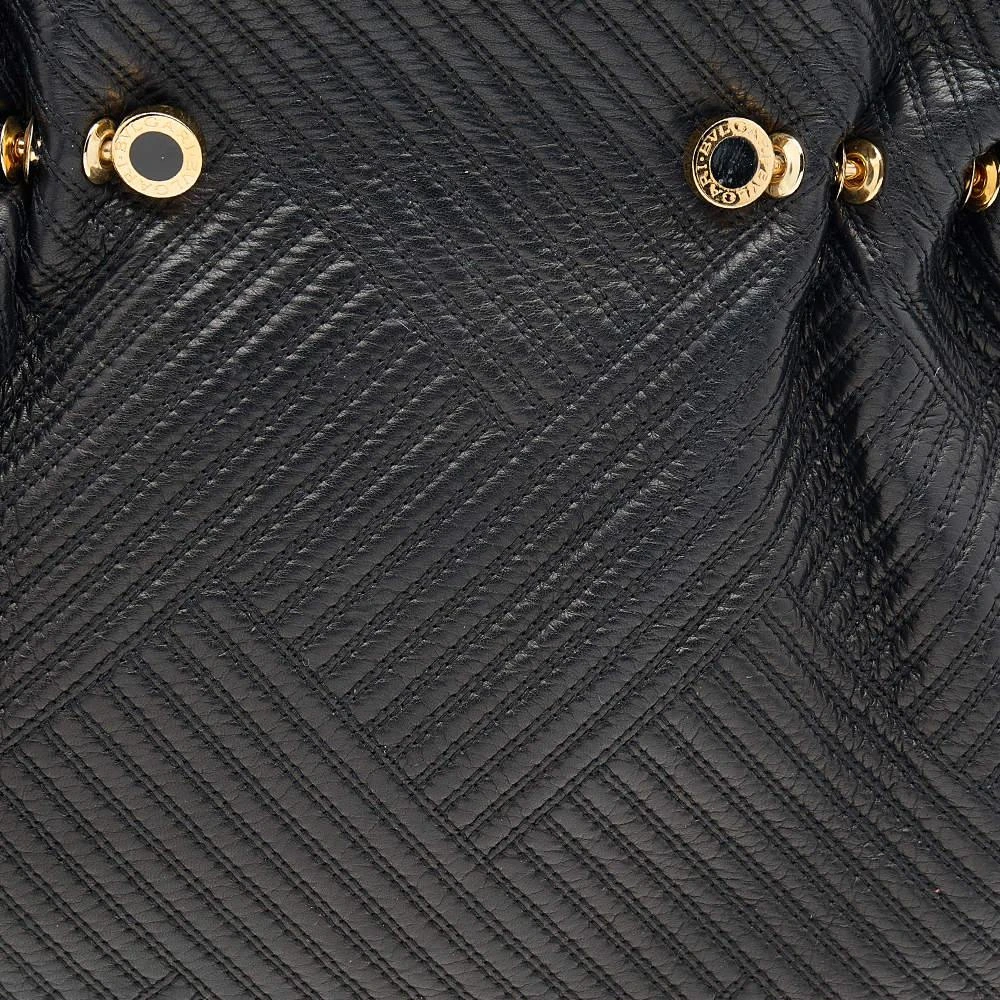商品[二手商品] BVLGARI|Bvlgari Black Quilted Leather Twistino Tina Shopper Tote,价格¥3221,第5张图片详细描述