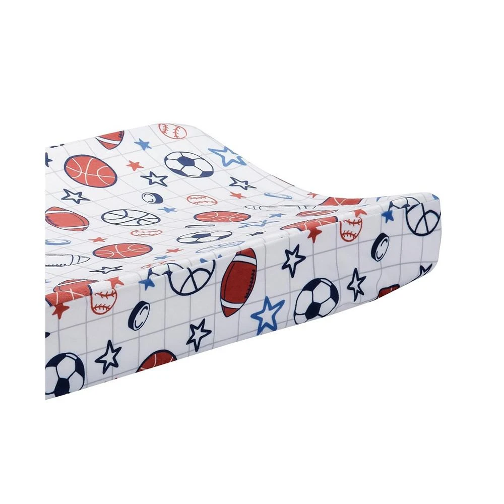 商品Lambs & Ivy|Baby Sports White Changing Pad Cover - Football/Basketball/Baseball,价格¥149,第2张图片详细描述