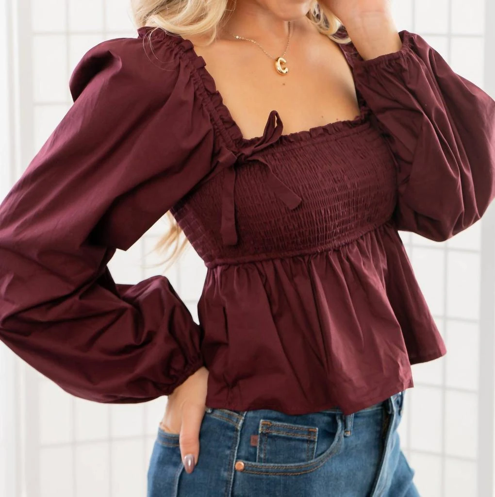 商品Le Lis|Le Lis - Square Neck Smocked Top,价格¥261,第4张图片详细描述