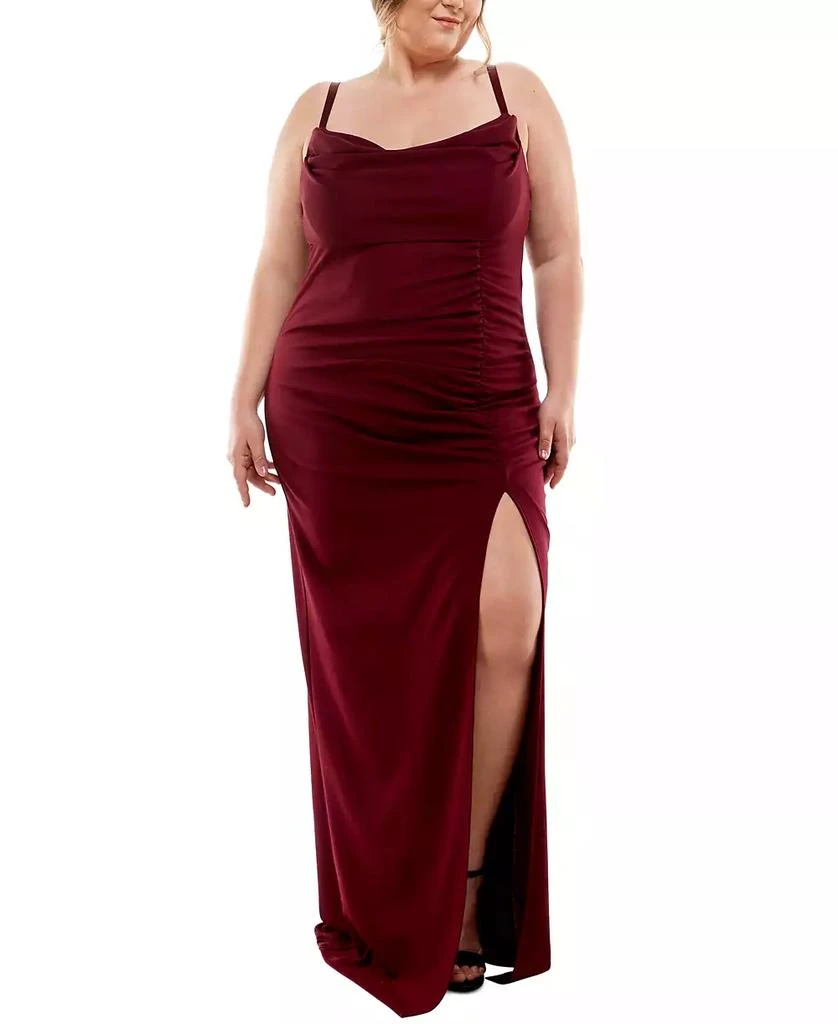 商品Emerald Sundae|Trendy Plus Size Cowlneck Side-Ruched Maxi Dress, Created for Macy's,价格¥610,第1张图片