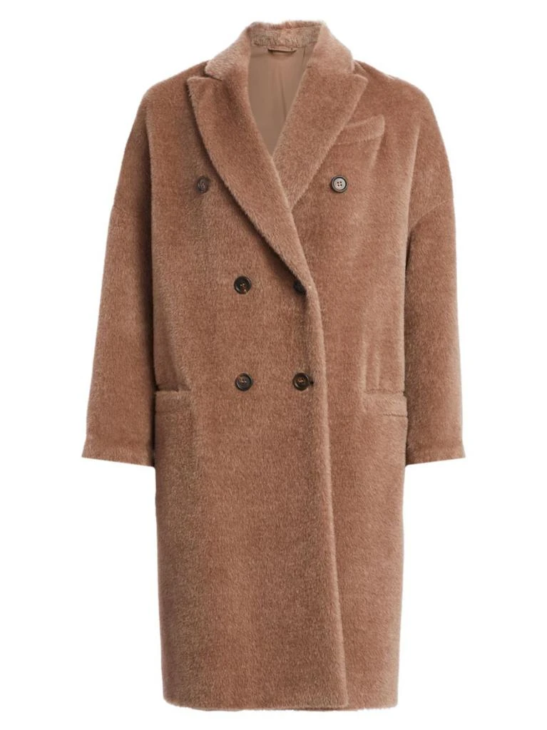 商品Brunello Cucinelli|Alpaca & Wool Double Breasted Teddy Overcoat,价格¥31247,第1张图片