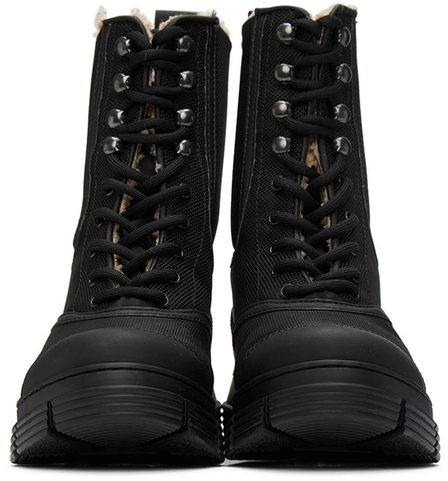 商品Ganni|Black Recycled Mixed Lace-Up Boots,价格¥691,第2张图片详细描述