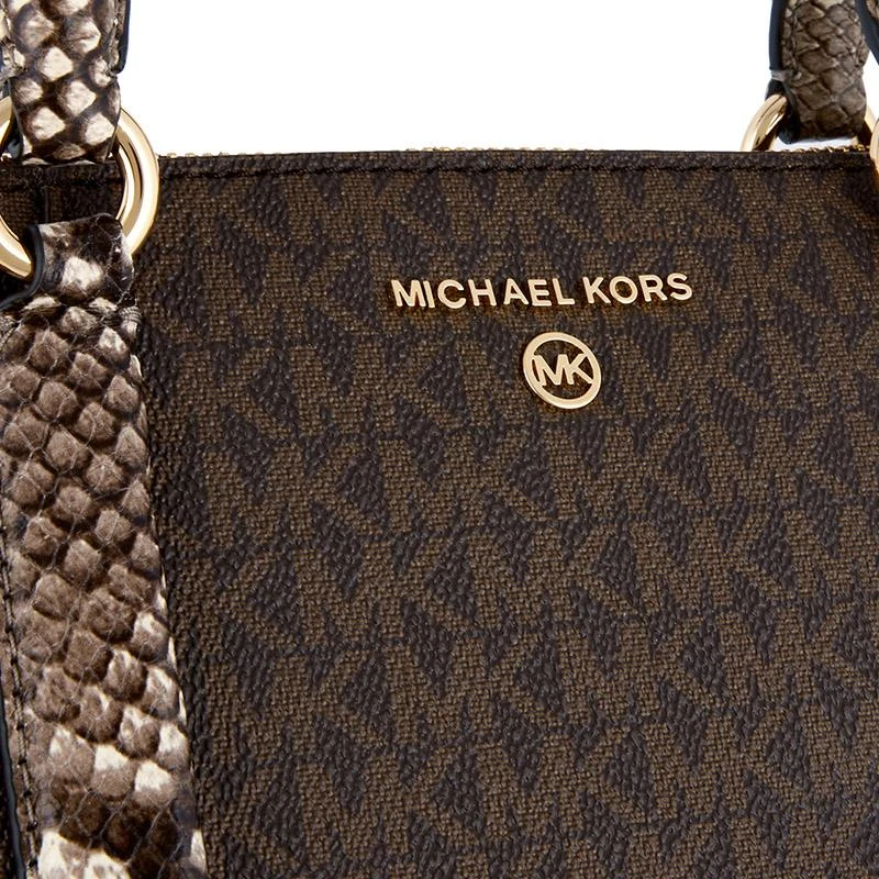 商品[国内直发] Michael Kors|迈克·科尔斯MICHAEL KORS MK女包专柜款ELSONPVC配皮深棕配粉色单肩手提包30F0G1ES3B BRN SFTPINK,价格¥1730,第4张图片详细描述