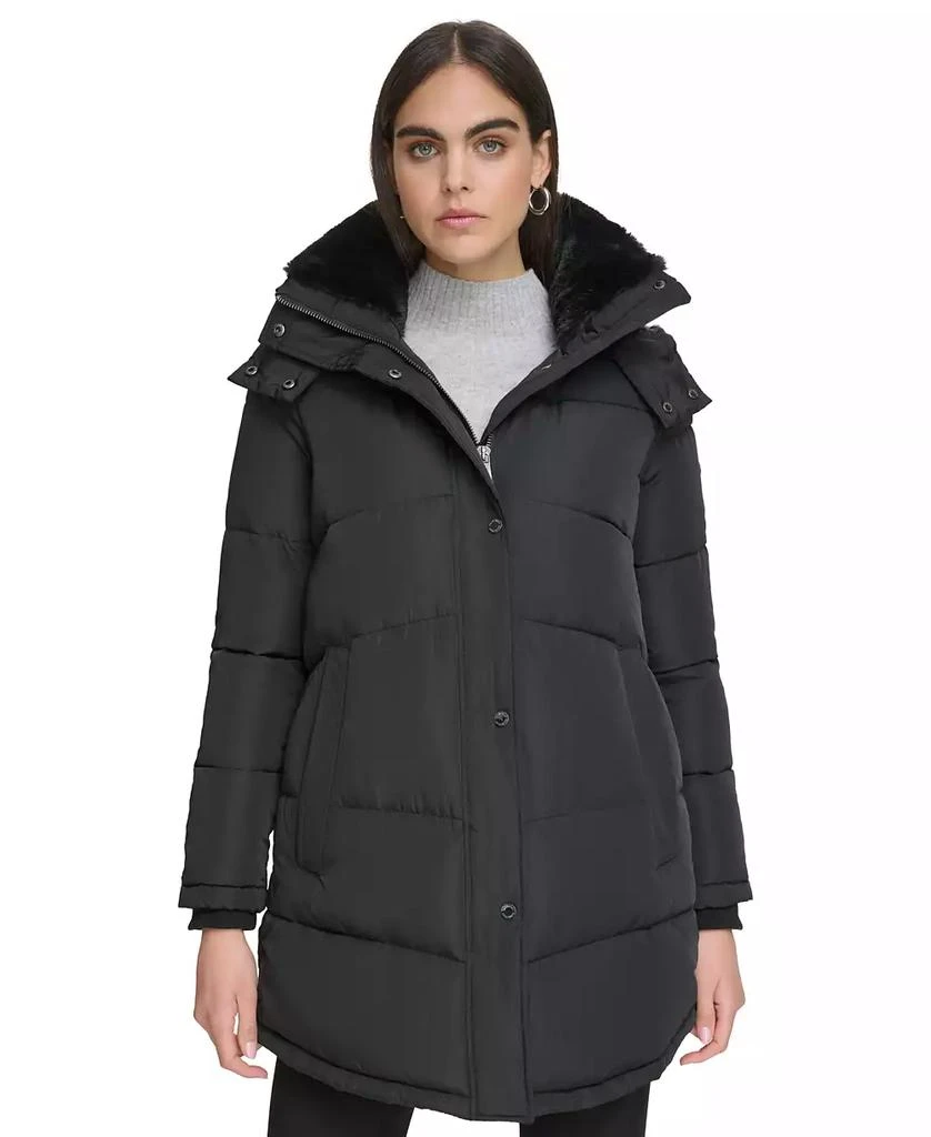 商品Calvin Klein|Women's Faux-Fur-Trim Hooded Puffer Coat, Created for Macy's,价格¥763,第1张图片