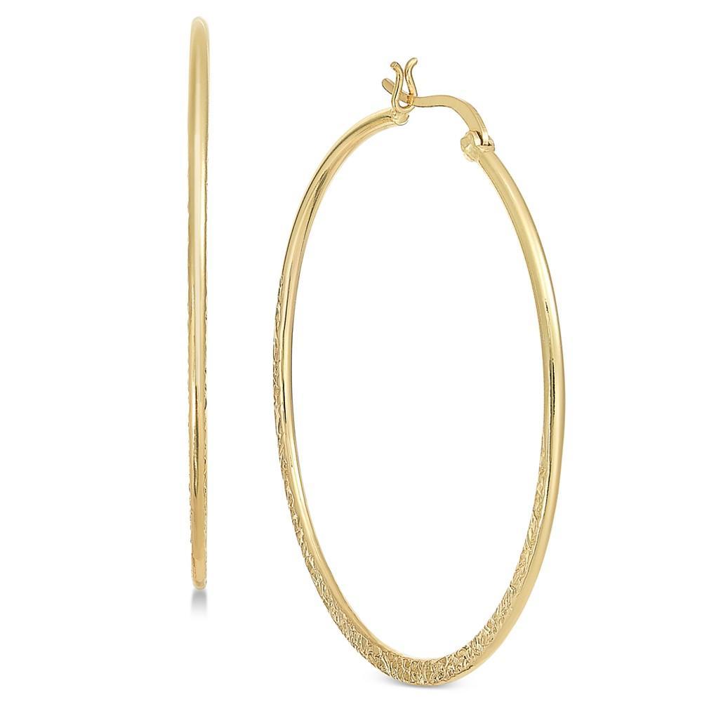 商品Essentials|Large Silver Plate, Gold Plate or Rose Gold Plate Textured Hoop Earrings,价格¥104-¥130,第1张图片
