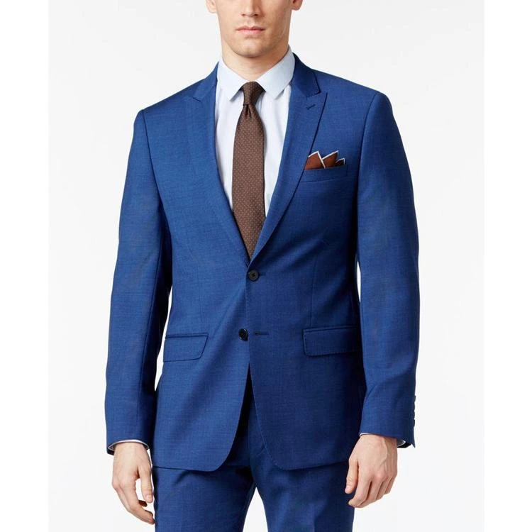 商品Calvin Klein|Men's Slim Fit High Blue Pindot Suit,价格¥1465,第4张图片详细描述