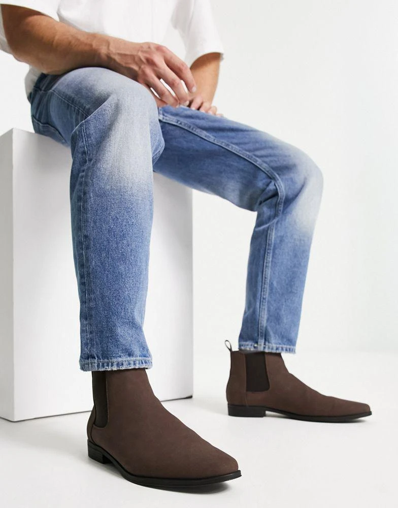 商品ASOS|ASOS DESIGN chelsea boots in brown faux suede,价格¥298,第3张图片详细描述