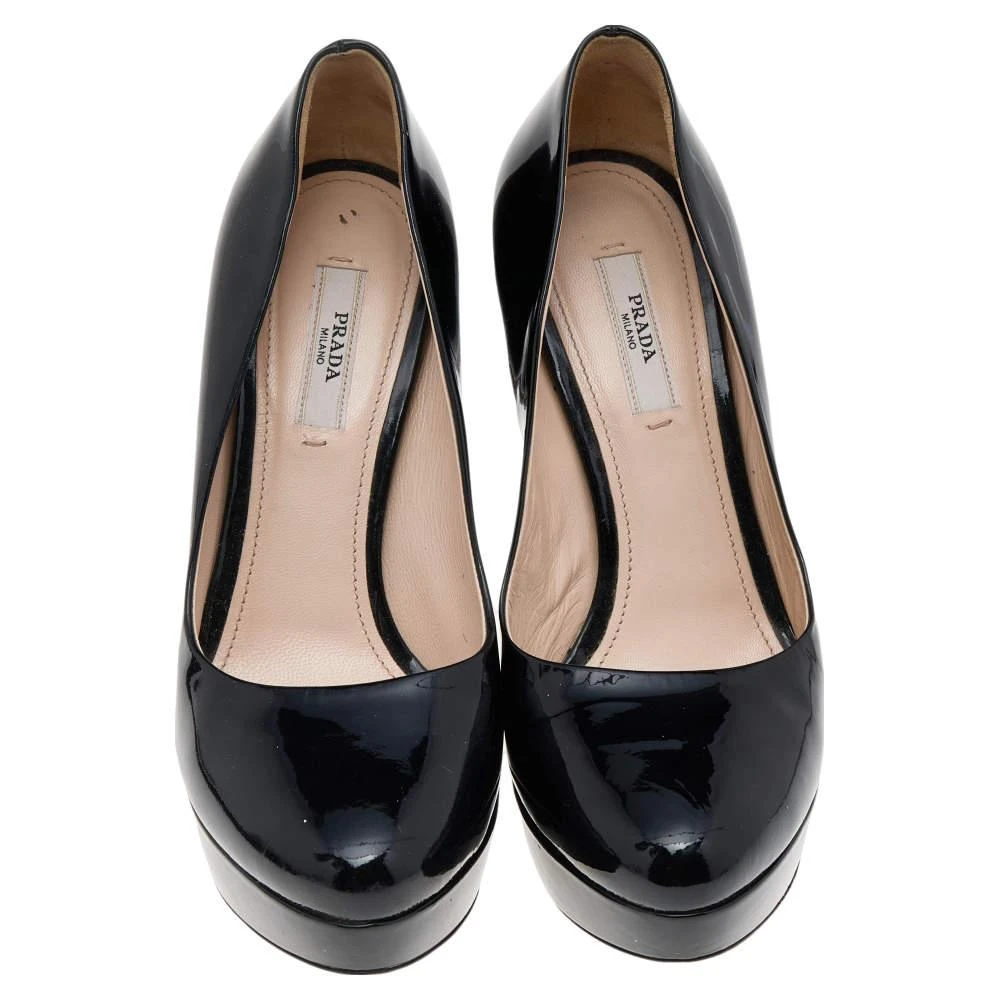 商品[二手商品] Prada|Prada Black Patent Leather Platform Pumps Size 37.5,价格¥1517,第3张图片详细描述
