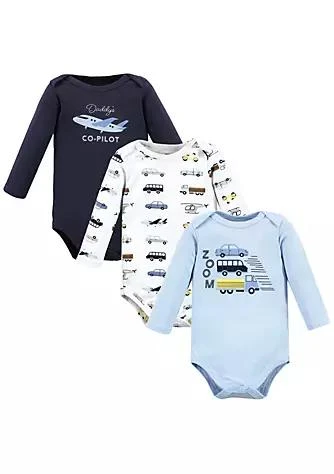 商品Hudson|Baby Hudson Baby Infant Boys Cotton Long Sleeve Bodysuits Vehicles,价格¥119,第1张图片