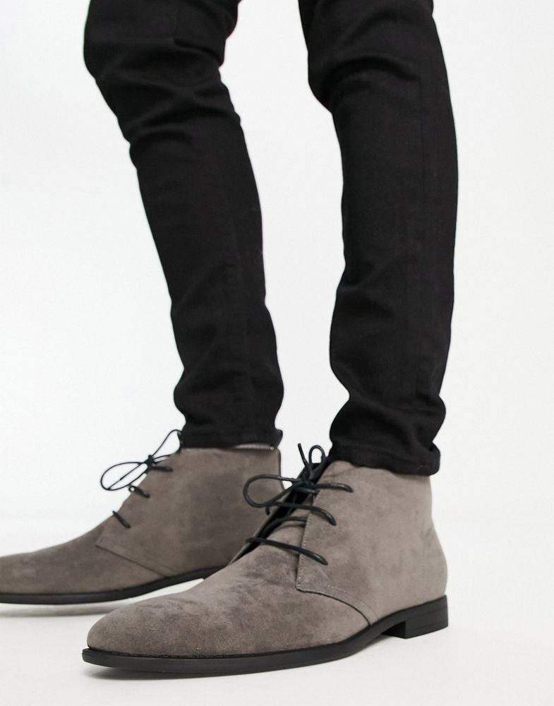 ASOS DESIGN chukka boots in grey faux suede商品第3张图片规格展示