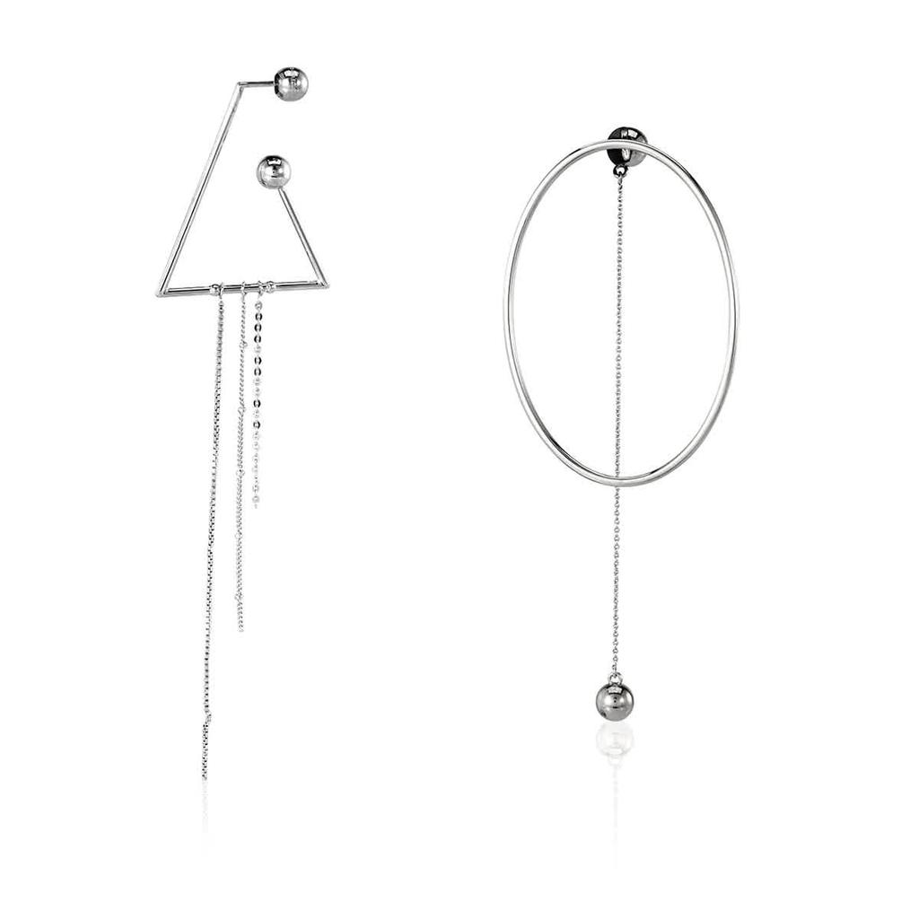 Asymmetrical Ball Chain Drop Earrings商品第1张图片规格展示