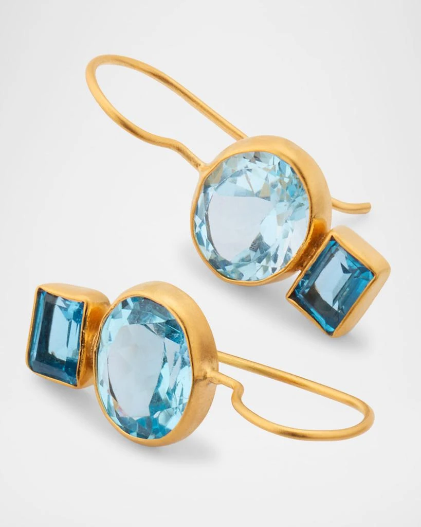 商品Dina Mackney|Sky Blue and London Blue Topaz Midi Drop Earrings,价格¥1738,第3张图片详细描述