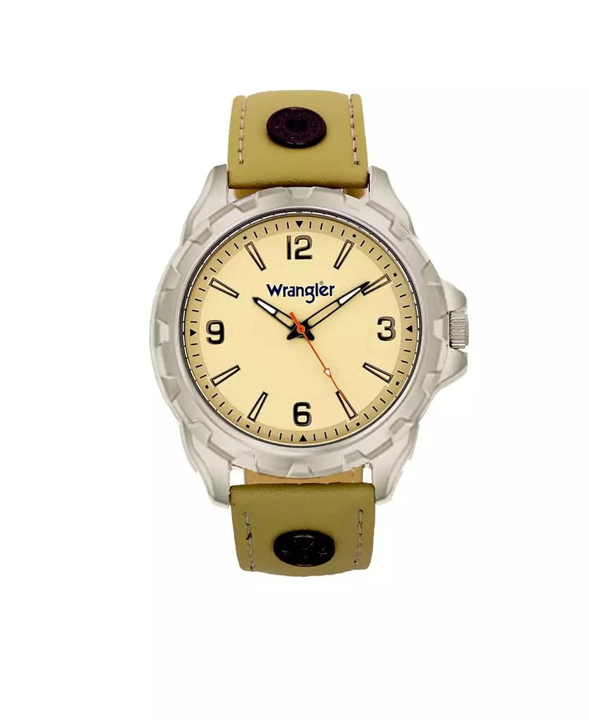 商品Wrangler|Men's Taupe Leather Strap Watch, 46MM,价格¥228,第1张图片