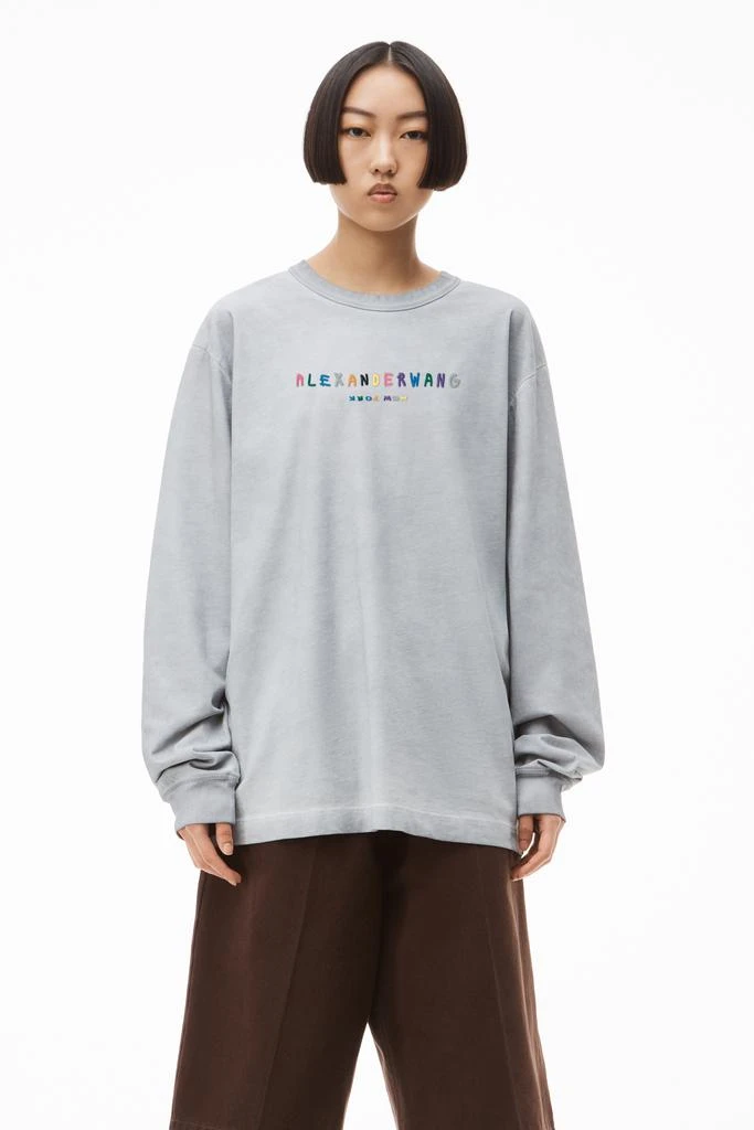 商品Alexander Wang|LONG-SLEEVE COLORFUL LOGO TEE IN JERSEY,价格¥1125,第2张图片详细描述