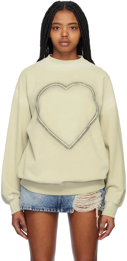 商品We11done|Beige Heart Choker Sweatshirt,价格¥843,第1张图片详细描述