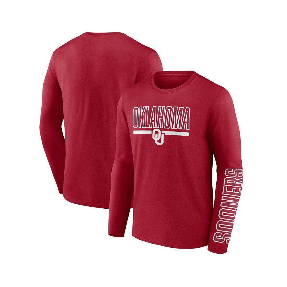 商品Fanatics|Men's Branded Crimson Oklahoma Sooners Modern Two-Hit Long Sleeve T-shirt,价格¥252,第1张图片