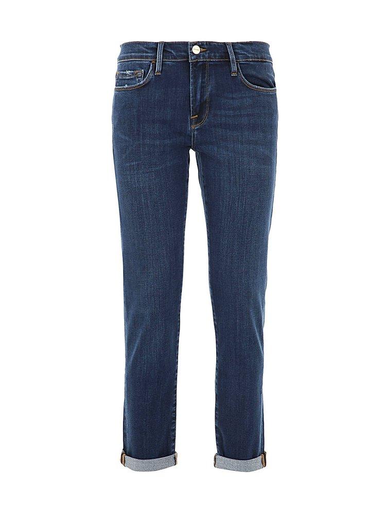 Frame Turn-Up Hem Stretch Jeans商品第1张图片规格展示