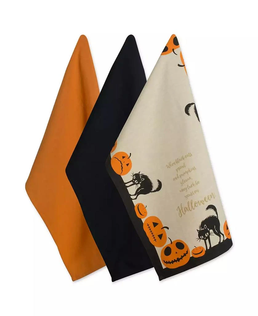 商品Design Imports|Assorted Jack-O-Lantern Halloween Printed Dishtowel Set,价格¥85,第1张图片