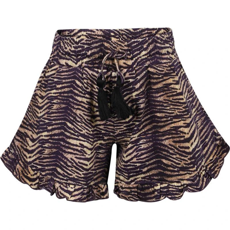 商品Munster|Tiger print scalloped detailing shorts in brown and black,价格¥484,第1张图片