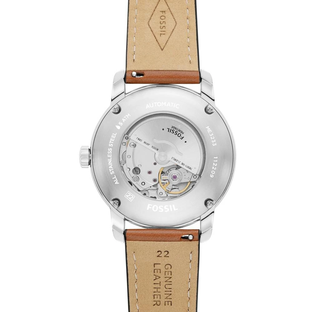 商品Fossil|Men's Heritage Automatic Brown Leather Strap Watch 43mm,价格¥1569,第4张图片详细描述