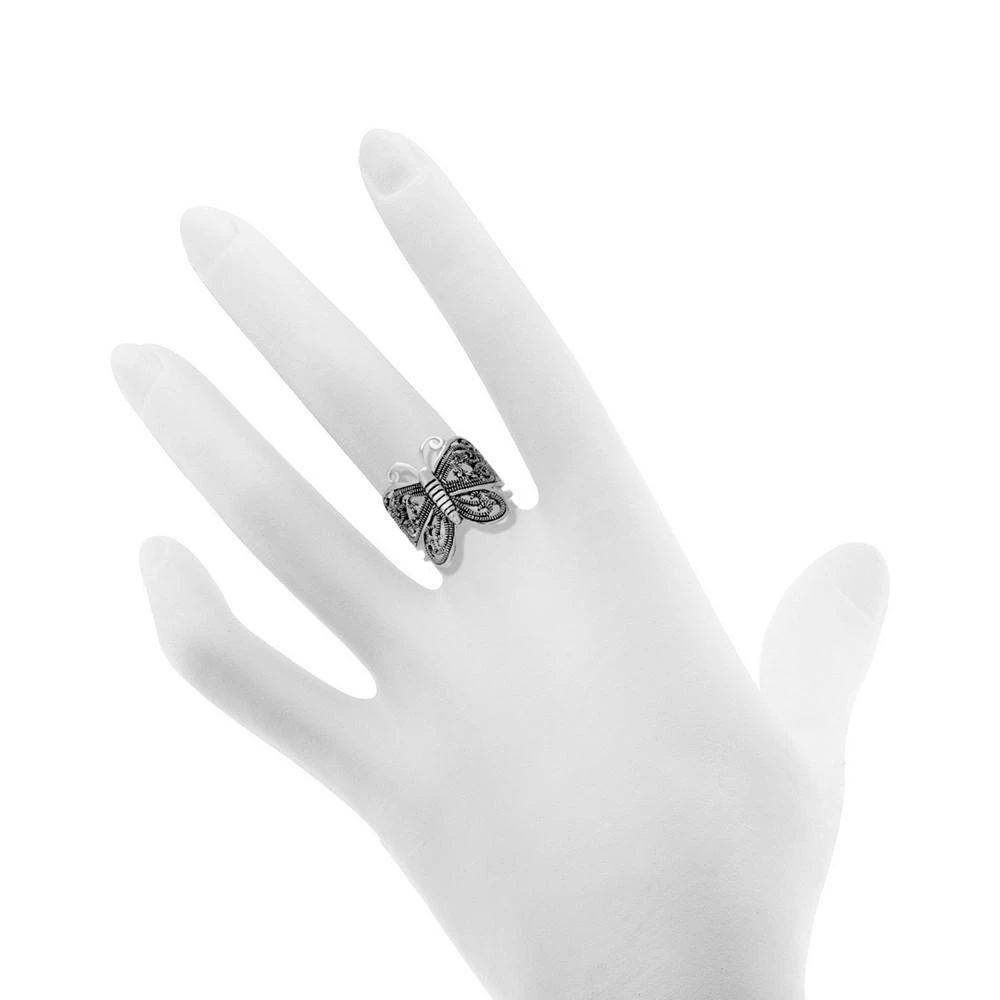 商品Essentials|Filigree Butterfly Ring in Silver-Plate,价格¥76,第2张图片详细描述