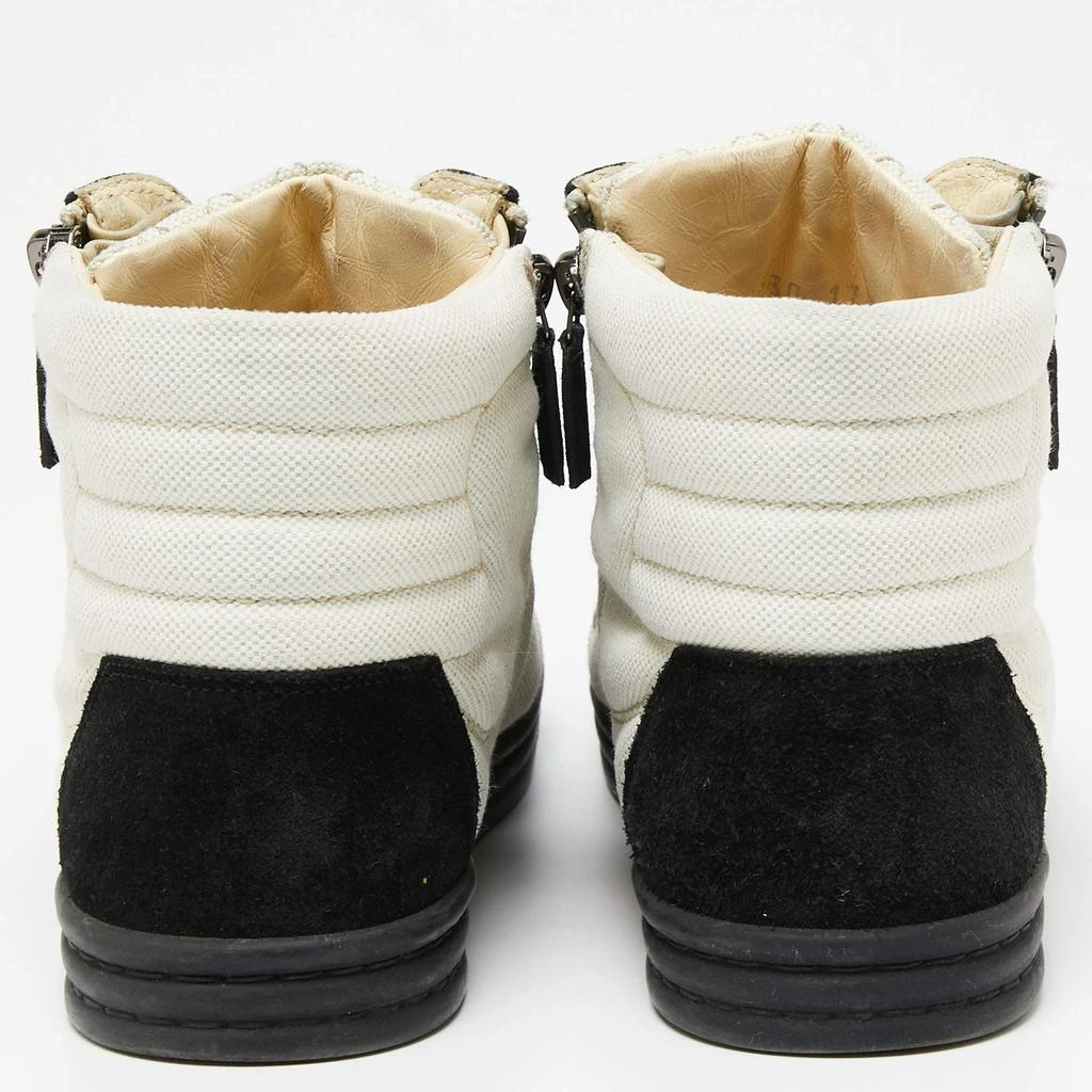 商品[二手商品] Chanel|Chanel Black/White Canvas and Suede CC High Top Sneakers Size 38,价格¥4208,第5张图片详细描述