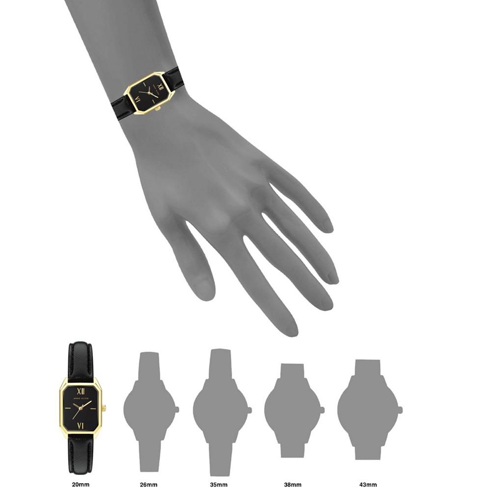 Women's Black Leather Strap Watch 24mm商品第4张图片规格展示