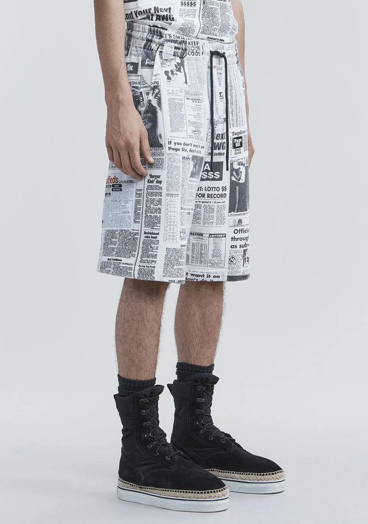 商品Alexander Wang|PAGE SIX NEWSPAPER 短裤,价格¥1173,第3张图片详细描述