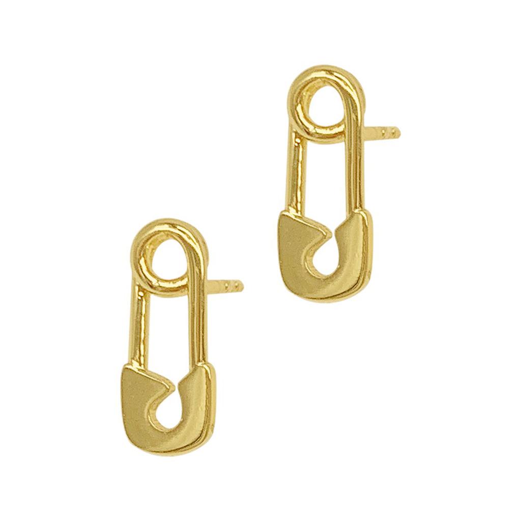 Adornia Safety Pin Stud Earrings gold商品第1张图片规格展示