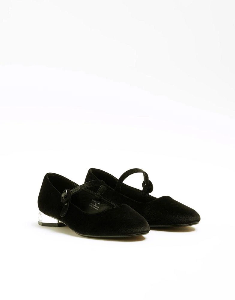 商品River Island|River Island Diamante heel mary jane shoes in black,价格¥346,第2张图片详细描述