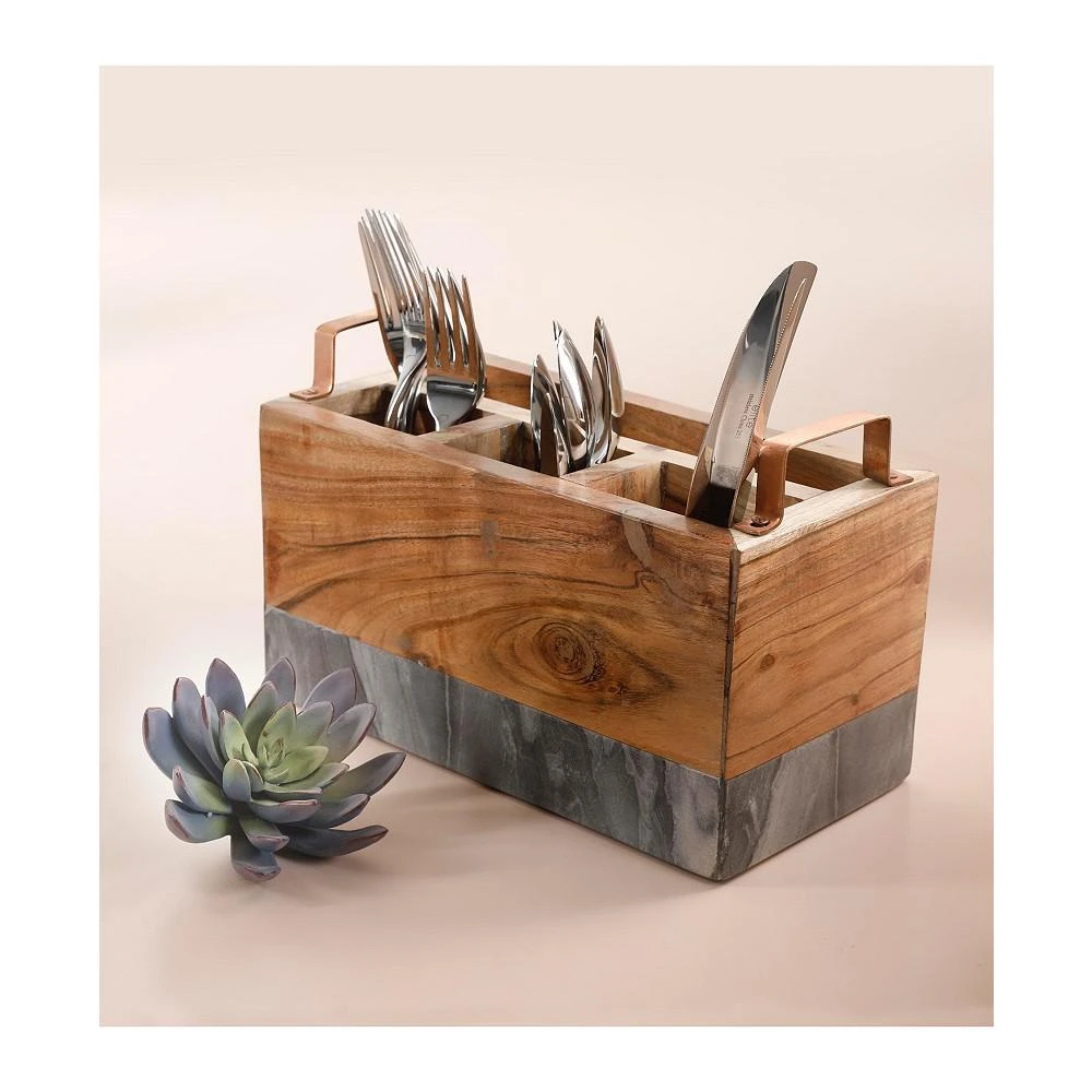 商品Gibson|Laurie Gates Wood & Marble Utensil Caddy,价格¥651,第2张图片详细描述