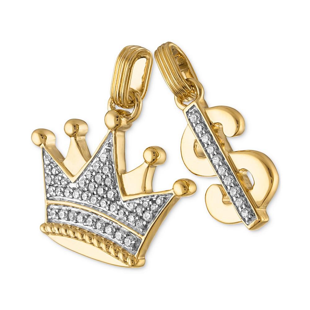 2-Pc. Set Cubic Zirconia Crown and Dollar Sign Pendants in 14k Gold-Plated Sterling Silver, Created for Macy's商品第3张图片规格展示