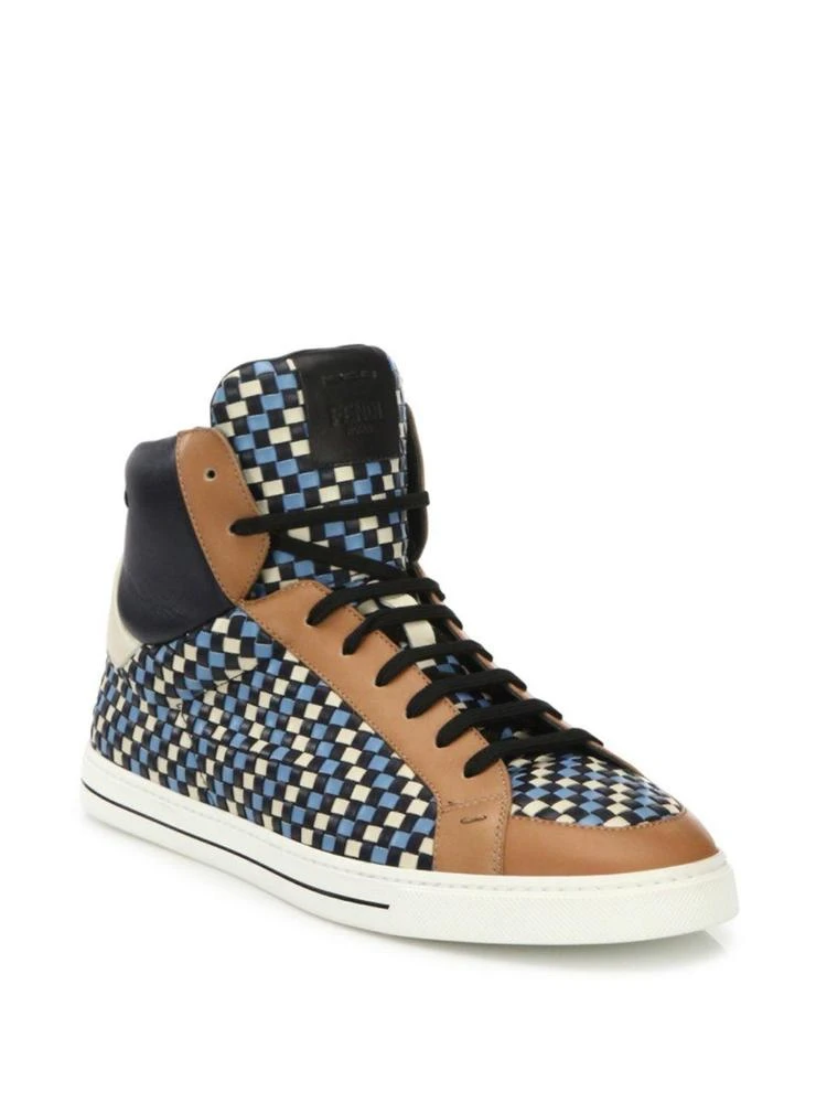 商品Fendi|Multicolor Woven Leather High-Top Sneakers,价格¥3747,第1张图片