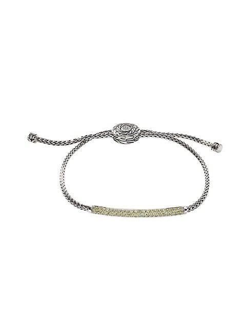 Classic Chain Sterling Silver & Peridot Bar Bracelet商品第1张图片规格展示