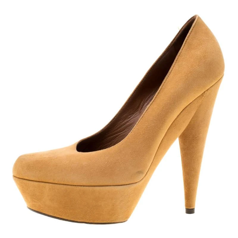 商品[二手商品] Yves Saint Laurent|Saint Laurent Paris Beige Camel Suede Aliama Platform Pumps Size 37.5,价格¥1084,第3张图片详细描述