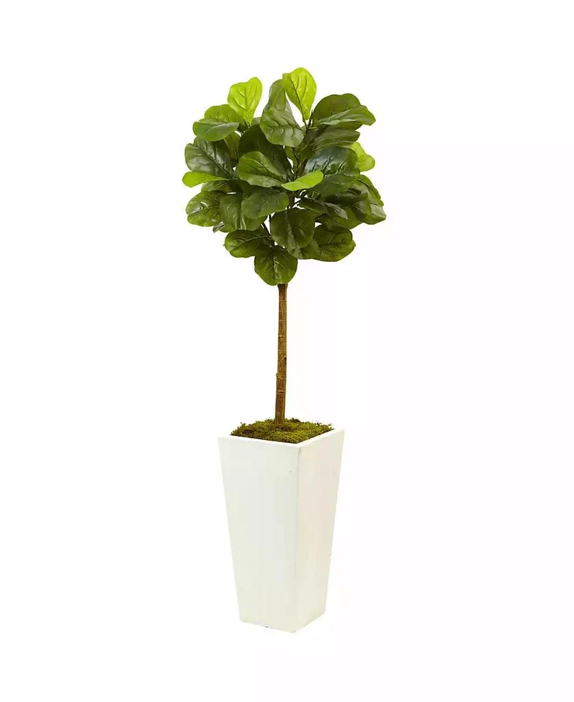 商品NEARLY NATURAL|4.5' Fiddle Leaf Fig Real Touch Tree in White Planter,价格¥1099,第1张图片