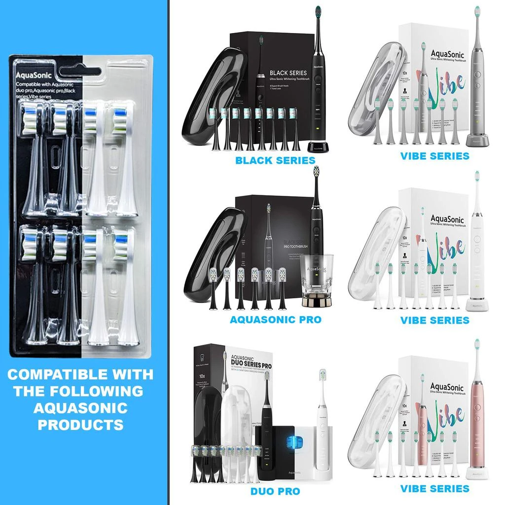 商品AquaSonic|AquaSonic Duo PRO 8-Pack Replacement Brush Heads - Upgraded Proflex Brush Heads for Improved Plaque Removal - Genuine AquaSonic,价格¥252,第3张图片详细描述