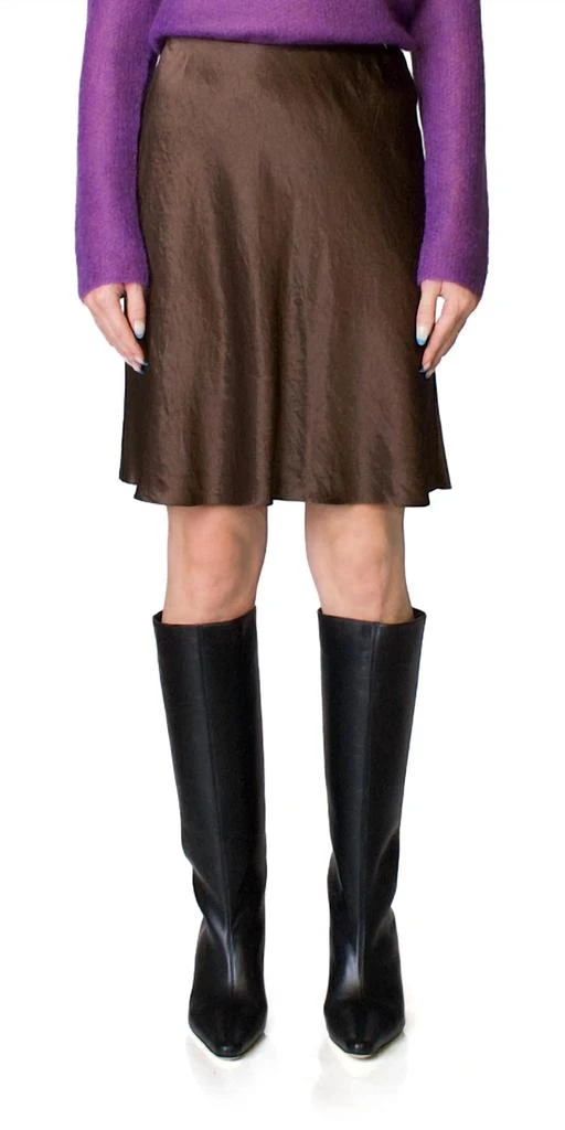 商品Vince|Satin Short Slip Skirt In Clove,价格¥707,第1张图片